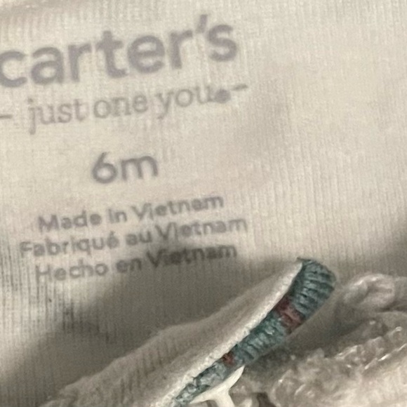 CARTERS Off-White & Green Footie Dino Print One Piece Sleeper. - Picture 5 of 5